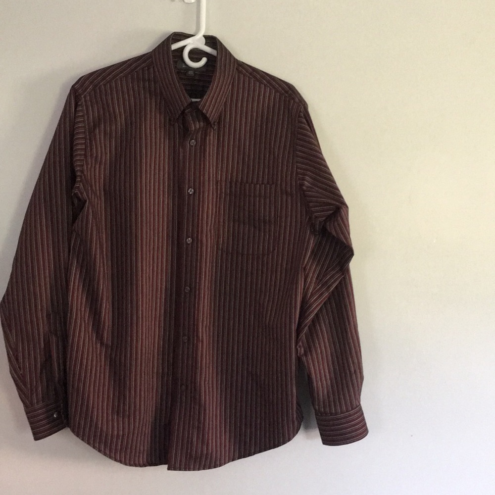 Mens Oxford Shirt- burgundy with stripes